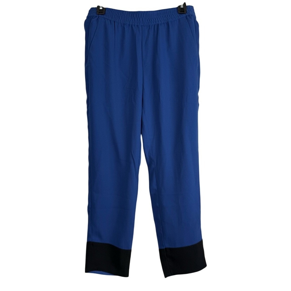 Banana Republic Royal Blue Black Colorblock Ankle Pants Petite 6P Workwear